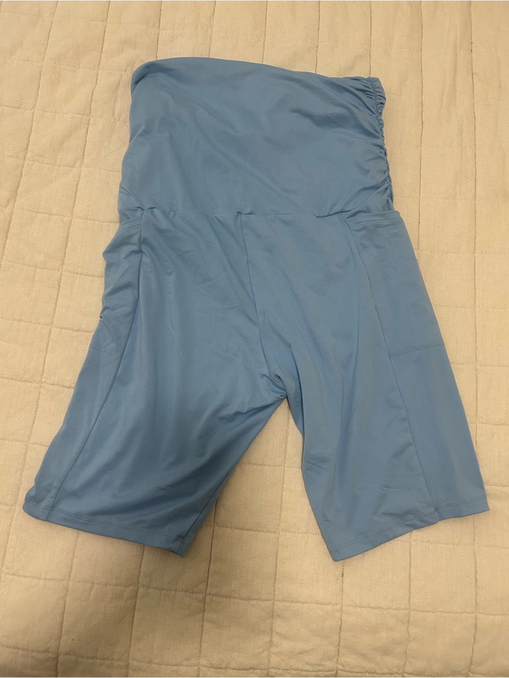2x - Blue & Pink/Purple Women's Athletic 8” biker spandex maternity shorts